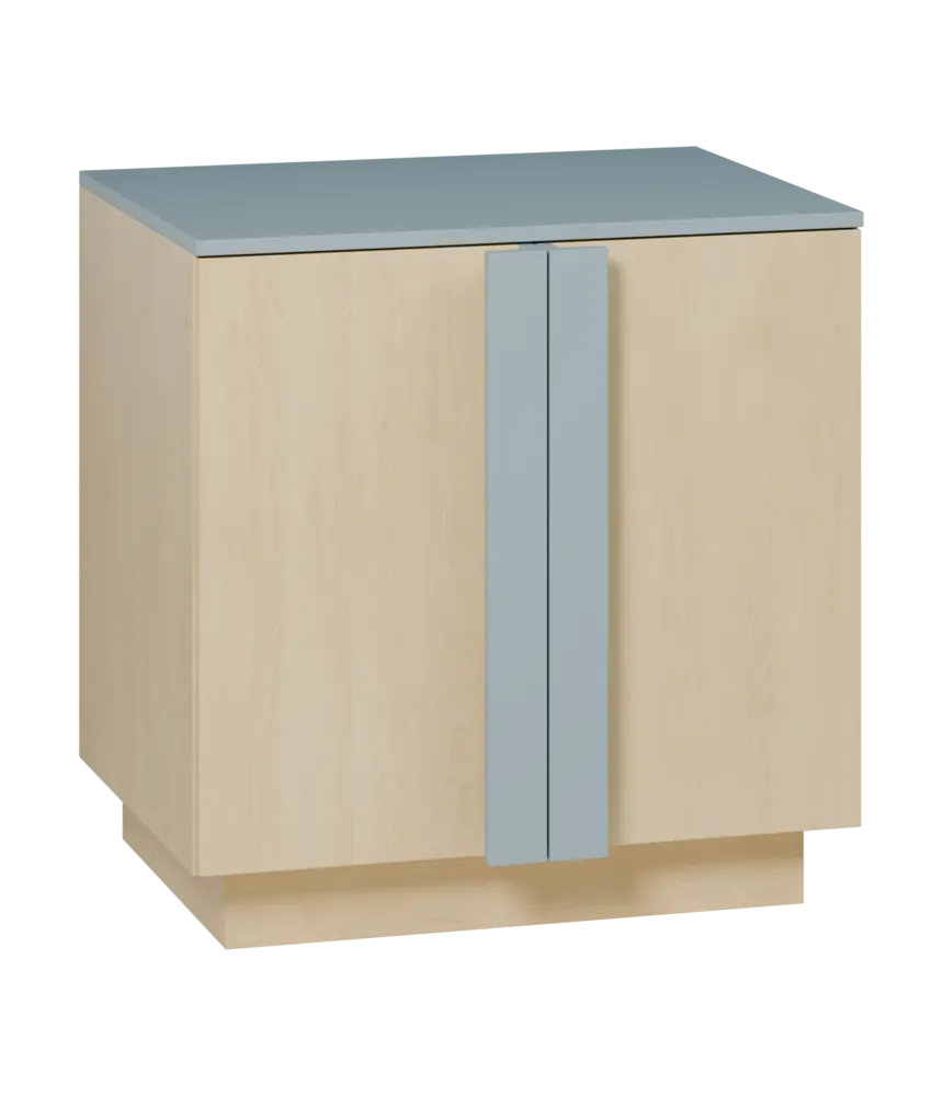 QL 2 - 8D skříň šatní, 2-dveřová, police, 820x800x620 mm, bříza polární/mlhavě modrá